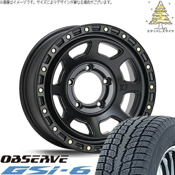 トーヨータイヤ オブザーブ Gsi-6 215/70R16 ＋ エクストリームJ XJ07 サテンブラック 16インチ 5.5J +20 5H139.7P スタッドレス・ホイール4本セット。1枚目。