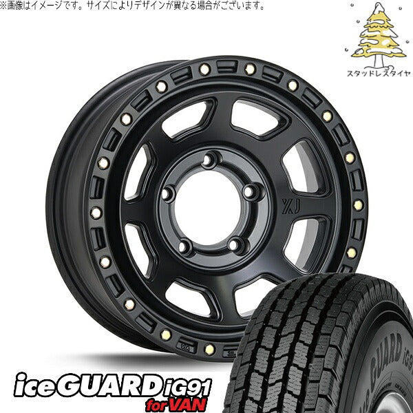 ヨコハマタイヤ アイスガード91 (iceGUARD91 IG91) 225/70R16 ＋ エクストリームJ XJ07 サテンブラック 16インチ 5.5J +20 5H139.7P スタッドレス・ホイール4本セット。1枚目。