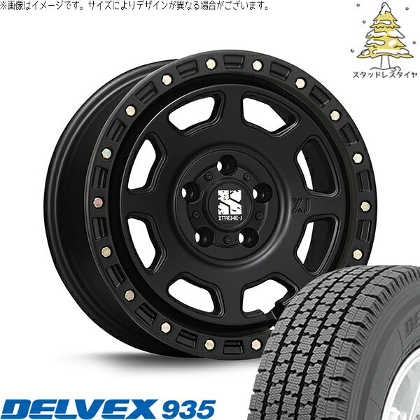 トーヨータイヤ デルベックス 935 (DELVEX 935) 165/80R14 ＋ エクストリームJ XJ07 サテンブラック 14インチ 5J +48 5H114.3P スタッドレス・ホイール4本セット。1枚目。