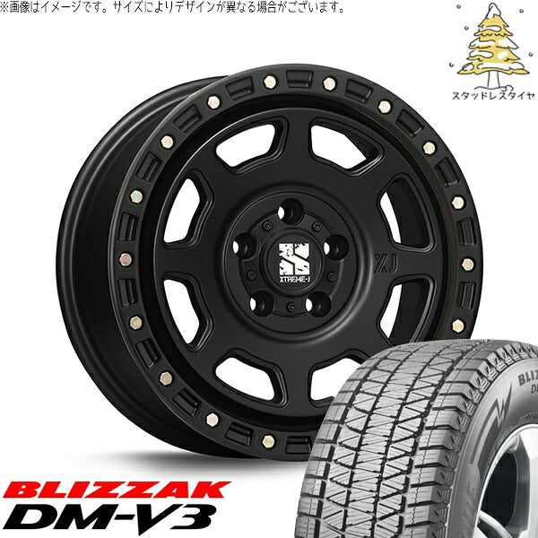 ブリヂストン ブリザック DM-V3 225/70R16 ＋ エクストリームJ XJ07 サテンブラック 16インチ 7J +35 5H114.3P スタッドレス・ホイール4本セット。1枚目。