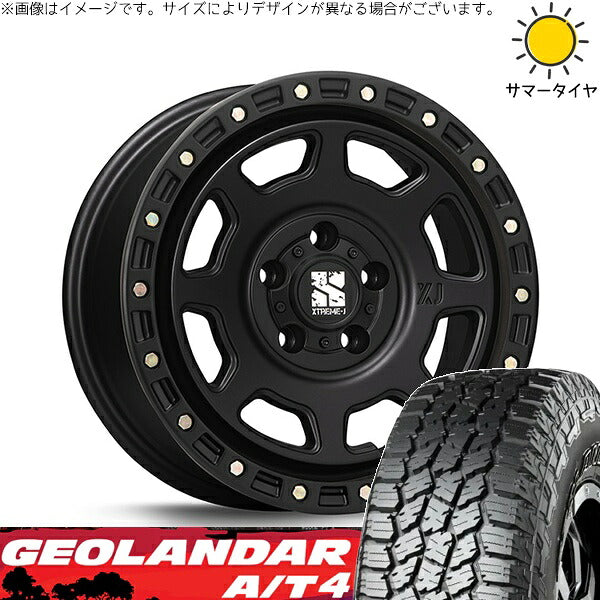 ヨコハマタイヤ ジオランダー A/T4 G018 225/75R16 ＋ エクストリームJ XJ07 サテンブラック 16インチ 7J +35 5H114.3P サマー・ホイール4本セット。1枚目。