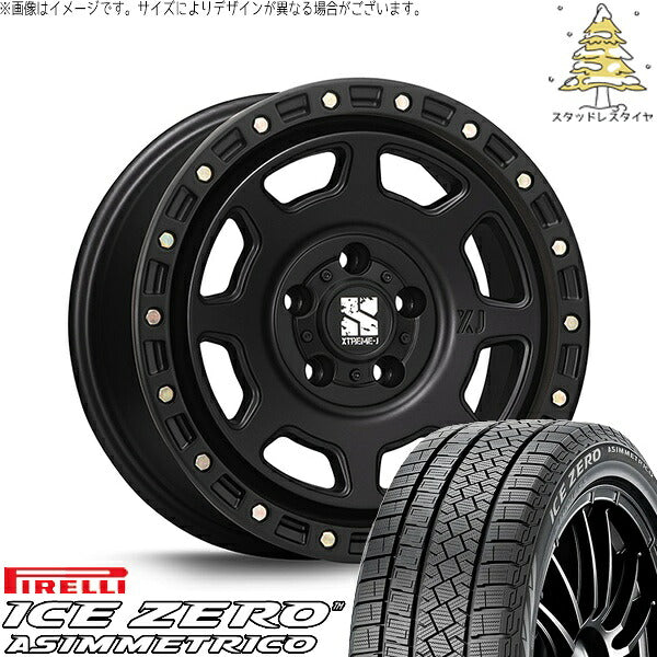 ピレリ アイスゼロアシンメトリコ (ICEZERO ASIMMETRICO) 205/60R16 ＋ エクストリームJ XJ07 サテンブラック 16インチ 7.0J +35 5H114.3P スタッドレス・ホイール4本セット。1枚目。