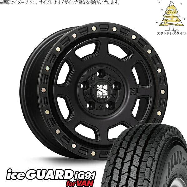 ヨコハマタイヤ アイスガード91 (iceGUARD91 IG91) 165/80R14 ＋ エクストリームJ XJ07 サテンブラック 14インチ 5J +48 5H114.3P スタッドレス・ホイール4本セット。1枚目。