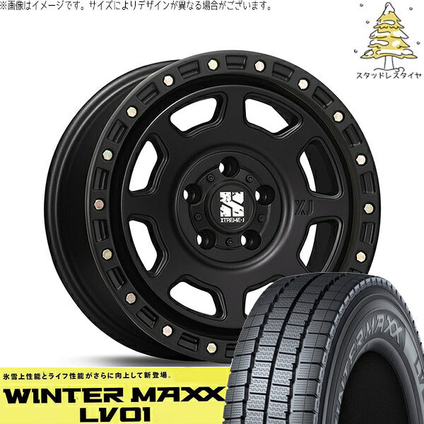 ダンロップ ウィンターマックス LV01 185R14 ＋ エクストリームJ XJ07 サテンブラック 14インチ 5J +48 5H114.3P スタッドレス・ホイール4本セット。1枚目。