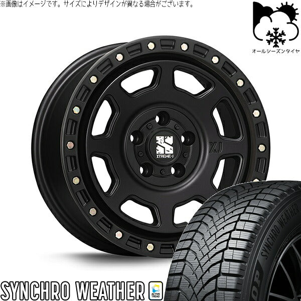 ダンロップ シンクロウェザー 205/65R16 ＋ エクストリームJ XJ07 サテンブラック 16インチ 7J +35 5H114.3P オールシーズン・ホイール4本セット。1枚目。