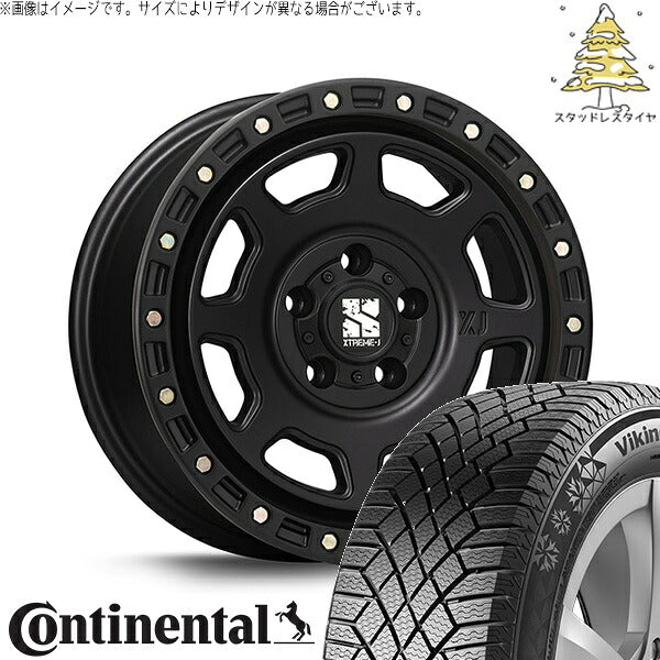 コンチネンタル バイキングコンタクト7 205/65R16 ＋ エクストリームJ XJ07 サテンブラック 16インチ 7J +35 5H114.3P スタッドレス・ホイール4本セット。1枚目。
