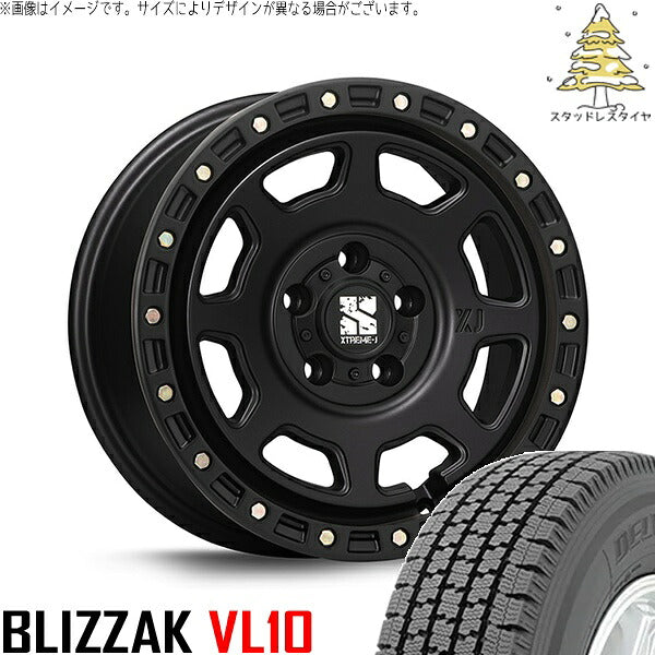 ブリヂストン ブリザック VL10 (BLIZZAK VL10) 165/80R14 ＋ エクストリームJ XJ07 サテンブラック 14インチ 5J +48 5H114.3P スタッドレス・ホイール4本セット。1枚目。