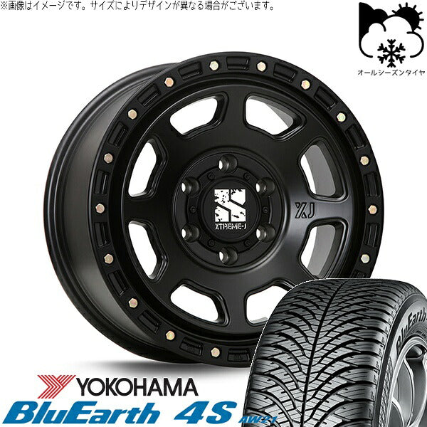 ヨコハマタイヤ ブルーアース4S AW21 215/65R16 ＋ エクストリームJ XJ07 サテンブラック 16インチ 6.5J +38 6H139.7P オールシーズン・ホイール4本セット。1枚目。