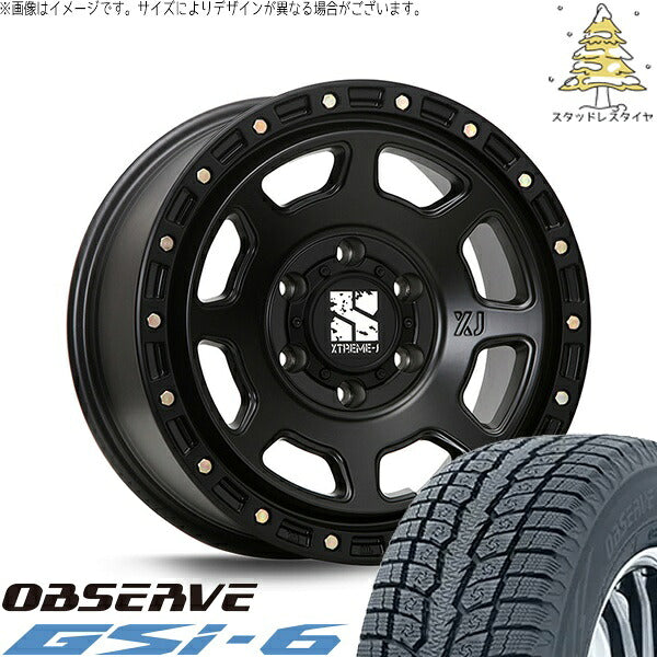 トーヨータイヤ オブザーブ Gsi-6 215/70R16 ＋ エクストリームJ XJ07 サテンブラック 16インチ 6.5J +38 6H139.7P スタッドレス・ホイール4本セット。1枚目。