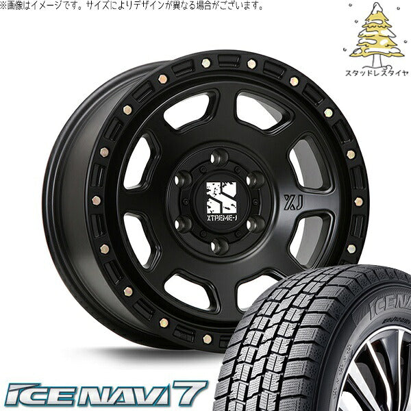 グッドイヤー アイスナビ7 215/65R16 ＋ エクストリームJ XJ07 サテンブラック 16インチ 6.5J +38 6H139.7P スタッドレス・ホイール4本セット。1枚目。
