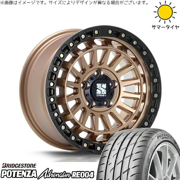 ブリヂストン ポテンザ アドレナリン RE004 225/40R18 ＋ XTREME-J XJ08 マットブロンズ/ブラックリム 18インチ 8J +40 5H114.3P サマー・ホイール4本セット。1枚目。