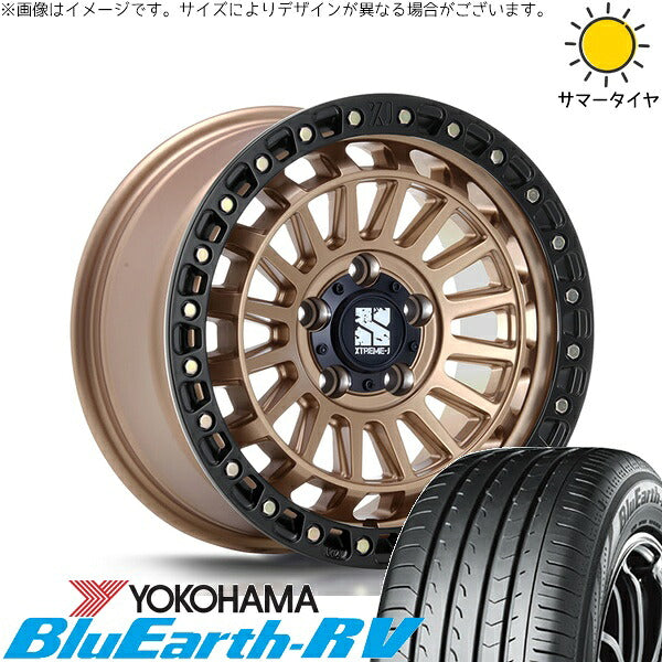 ヨコハマタイヤ ブルーアース RV03 225/50R18 ＋ XTREME-J XJ08 マットブロンズ/ブラックリム 18インチ 8J +40 5H114.3P サマー・ホイール4本セット。1枚目。