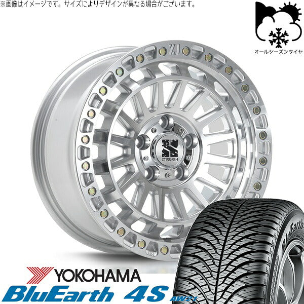 ヨコハマタイヤ ブルーアース4S AW21 215/55R17 ＋ XTREME-J XJ08 グロスマシンド 17インチ 7.5J +42 5H114.3P オールシーズン・ホイール4本セット。1枚目。