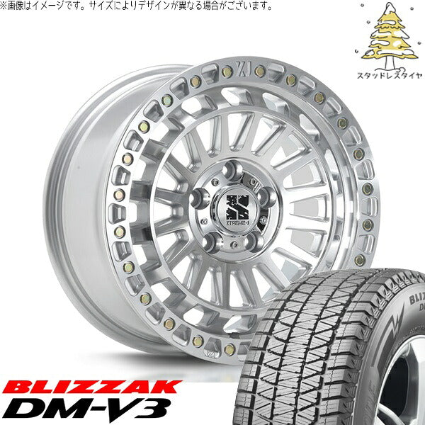 ブリヂストン ブリザック DM-V3 225/55R18 ＋ XTREME-J XJ08 グロスマシンド 18インチ 8J +40 5H114.3P スタッドレス・ホイール4本セット。1枚目。