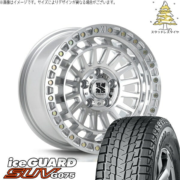 ヨコハマタイヤ アイスガード SUV G075 (iceGUARD SUV G075) 185/85R16 ＋ エクストリームJ XJ08 グロスマシンド 16インチ 7.0J +35 5H114.3P スタッドレス・ホイール4本セット。1枚目。
