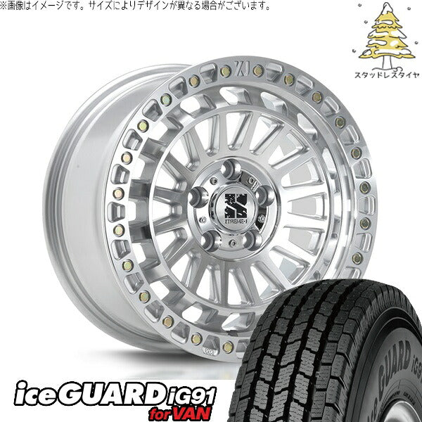 ヨコハマタイヤ アイスガード91 (iceGUARD91 IG91) 185/85R16 ＋ エクストリームJ XJ08 グロスマシンド 16インチ 7.0J +35 5H114.3P スタッドレス・ホイール4本セット。1枚目。