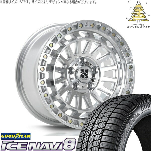 グッドイヤー アイスナビ エイト (ICENAVI8) 225/55R18 ＋ エクストリームJ XJ08 グロスマシンド 18インチ 8J +40 5H114.3P スタッドレス・ホイール4本セット。1枚目。