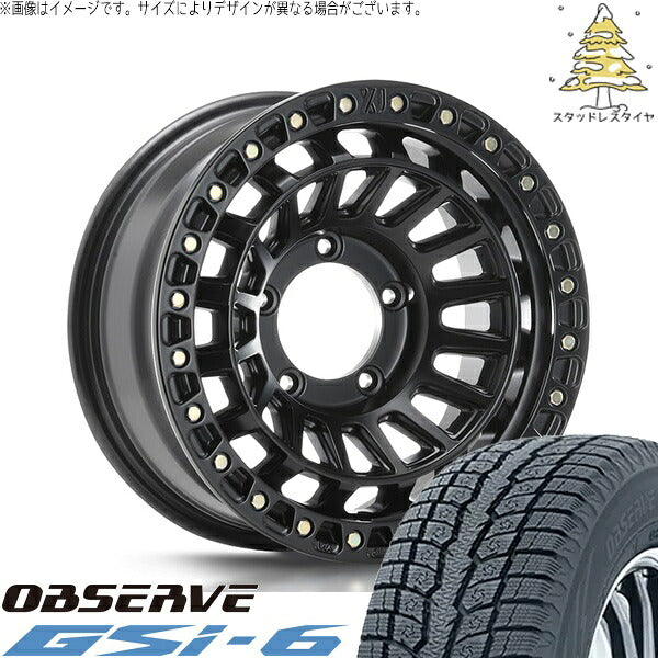 トーヨータイヤ オブザーブ Gsi-6 215/70R16 ＋ XTREME-J XJ08 サテンブラック 16インチ 6J -5 5H139.7P スタッドレス・ホイール4本セット。1枚目。