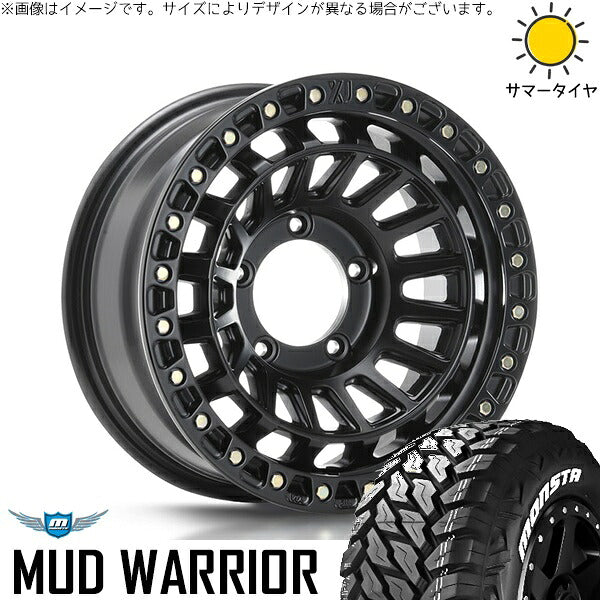 モンスタタイヤ マッドウォーリアー (MUD WARRIOR) 215/70R16 ＋ エクストリームJ XJ08 サテンブラック 16インチ 5.5J +20 5H139.7P サマー・ホイール4本セット。1枚目。
