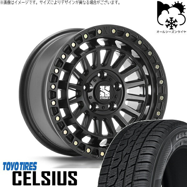 トーヨータイヤ セルシアス 225/65R17 ＋ XTREME-J XJ08 サテンブラック 17インチ 7.5J +42 5H114.3P オールシーズン・ホイール4本セット。1枚目。