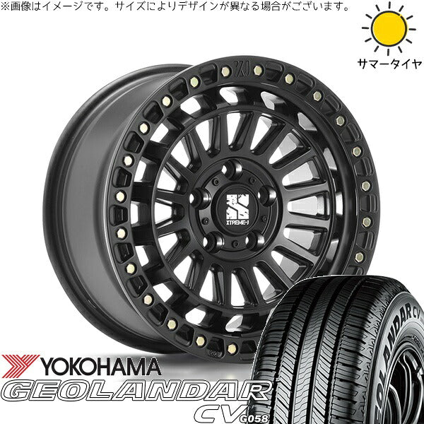 ヨコハマタイヤ ジオランダーCV G058 225/55R17 ＋ XTREME-J XJ08 サテンブラック 17インチ 7.5J +42 5H114.3P サマー・ホイール4本セット。1枚目。