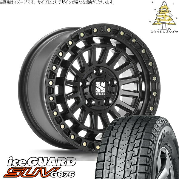 ヨコハマタイヤ アイスガード SUV G075 (iceGUARD SUV G075) 185/85R16 ＋ エクストリームJ XJ08 サテンブラック 16インチ 7.0J +35 5H114.3P スタッドレス・ホイール4本セット。1枚目。