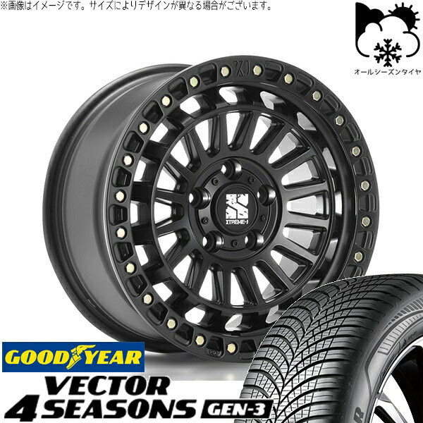 グッドイヤー ベクター4シーズンズ GEN-3 225/50R17 ＋ XTREME-J XJ08 サテンブラック 17インチ 7.5J +42 5H114.3P オールシーズン・ホイール4本セット。1枚目。