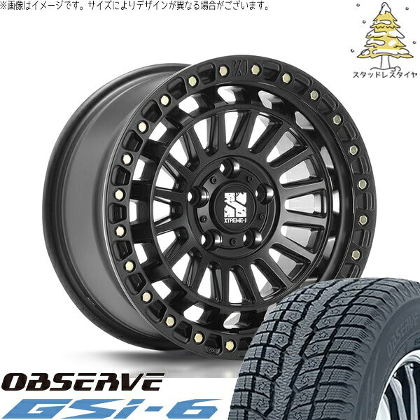 トーヨータイヤ オブザーブ Gsi-6 215/70R16 ＋ XTREME-J XJ08 サテンブラック 16インチ 7J +35 5H114.3P スタッドレス・ホイール4本セット。1枚目。