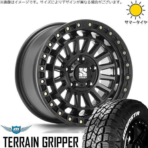 モンスタタイヤ テレーングリッパー (TERRAIN GRIPPER) 215/70R16 ＋ エクストリームJ XJ08 サテンブラック 16インチ 7J +35 5H114.3P サマー・ホイール4本セット。1枚目。