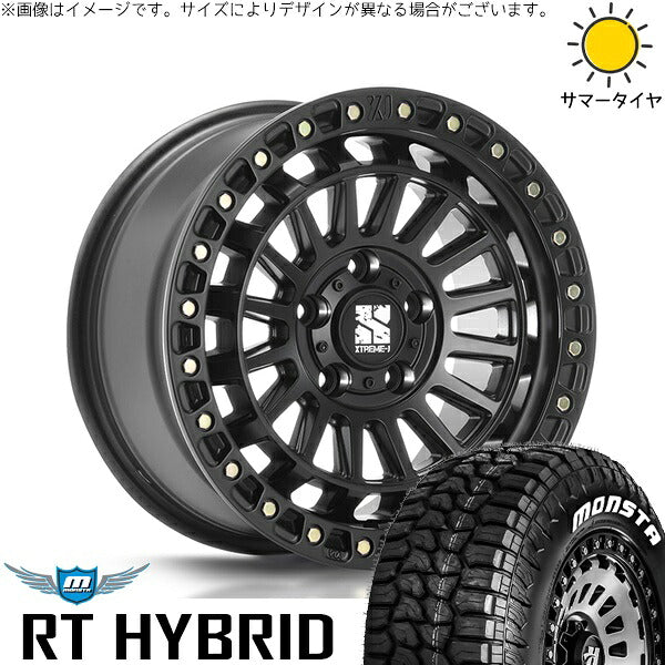 モンスタタイヤ RTハイブリッド (RT HYBRID) 185/85R16 ＋ エクストリームJ XJ08 サテンブラック 16インチ 7J +35 5H114.3P サマー・ホイール4本セット。1枚目。