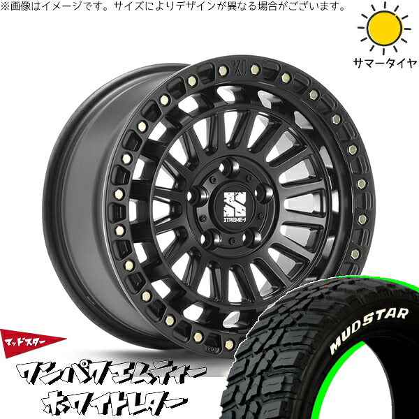 マッドスター ワンパクMT (WANPAKU M/T) 185/85R16 ＋ エクストリームJ XJ08 サテンブラック 16インチ 7J +35 5H114.3P サマー・ホイール4本セット。1枚目。