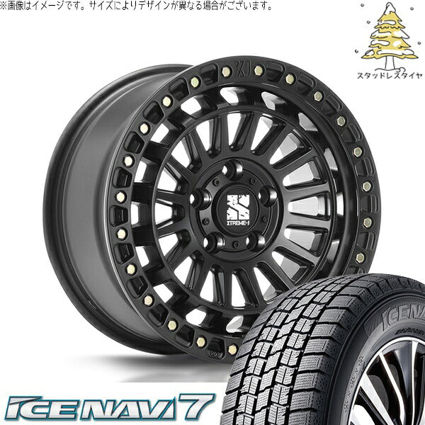 グッドイヤー アイスナビ セブン (ICENAVI7) 205/60R16 ＋ エクストリームJ XJ08 サテンブラック 16インチ 7.0J +35 5H114.3P スタッドレス・ホイール4本セット。1枚目。