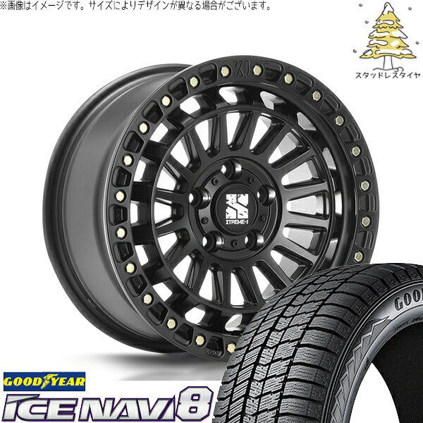 グッドイヤー アイスナビ8 225/45R18 ＋ XTREME-J XJ08 サテンブラック 18インチ 8J +40 5H114.3P スタッドレス・ホイール4本セット。1枚目。