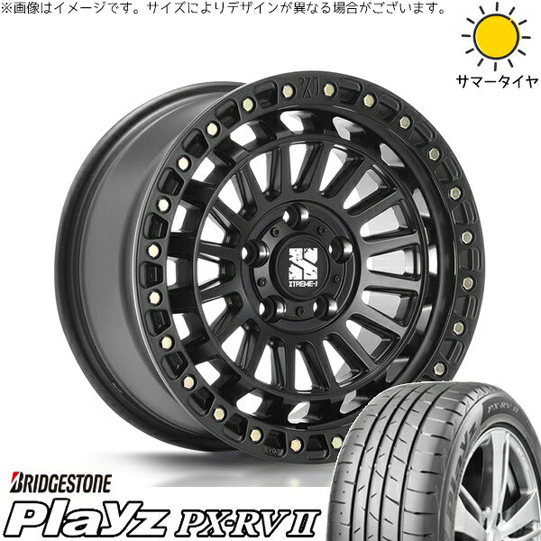 ブリヂストン プレイズ PX-RV2 225/50R18 ＋ XTREME-J XJ08 サテンブラック 18インチ 8J +40 5H114.3P サマー・ホイール4本セット。1枚目。