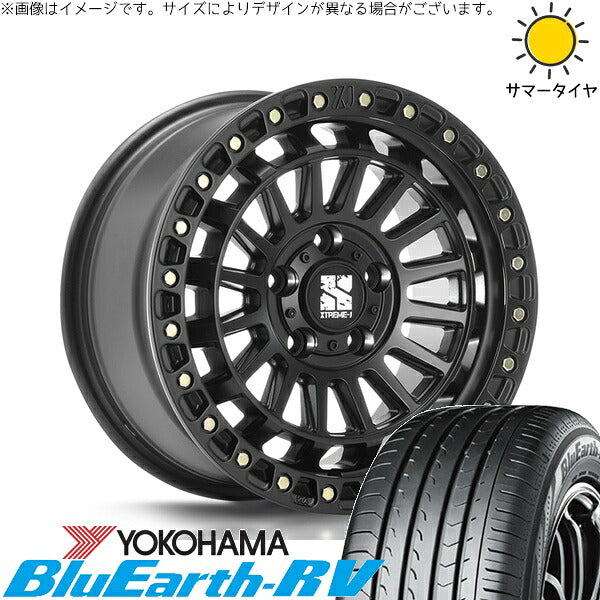 ヨコハマタイヤ ブルーアース RV03 225/45R18 ＋ XTREME-J XJ08 サテンブラック 18インチ 8J +40 5H114.3P サマー・ホイール4本セット。1枚目。