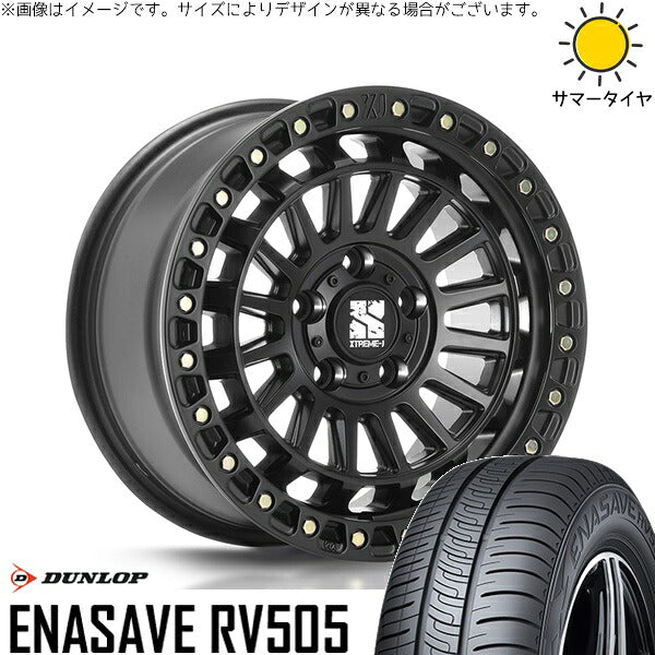 ダンロップ エナセーブ RV505 215/45R17 ＋ XTREME-J XJ08 サテンブラック 17インチ 7.5J +42 5H114.3P サマー・ホイール4本セット。1枚目。