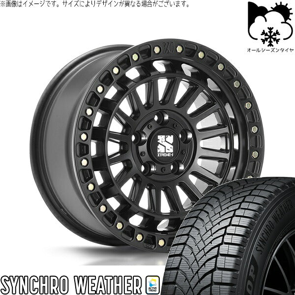 ダンロップ シンクロウェザー 225/50R17 ＋ XTREME-J XJ08 サテンブラック 17インチ 7.5J +42 5H114.3P オールシーズン・ホイール4本セット。1枚目。