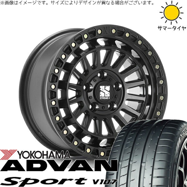 ヨコハマタイヤ アドバンスポーツ V107 225/45R18 ＋ XTREME-J XJ08 サテンブラック 18インチ 8J +40 5H114.3P サマー・ホイール4本セット。1枚目。