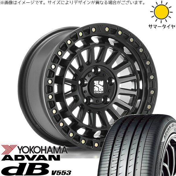 ヨコハマタイヤ アドバン デシベル V553 225/55R17 ＋ XTREME-J XJ08 サテンブラック 17インチ 7.5J +42 5H114.3P サマー・ホイール4本セット。1枚目。
