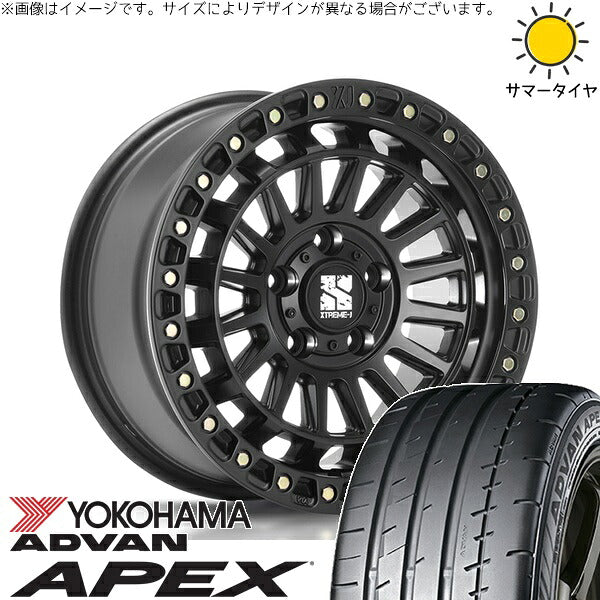 ヨコハマタイヤ アドバン APEX V601 225/45R18 ＋ XTREME-J XJ08 サテンブラック 18インチ 8J +40 5H114.3P サマー・ホイール4本セット。1枚目。