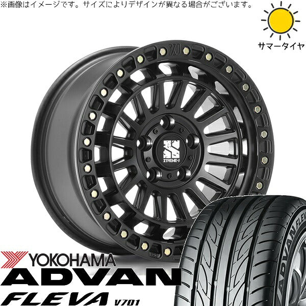 ヨコハマタイヤ アドバン フレバ V701 235/55R18 ＋ XTREME-J XJ08 サテンブラック 18インチ 8J +40 5H114.3P サマー・ホイール4本セット。1枚目。