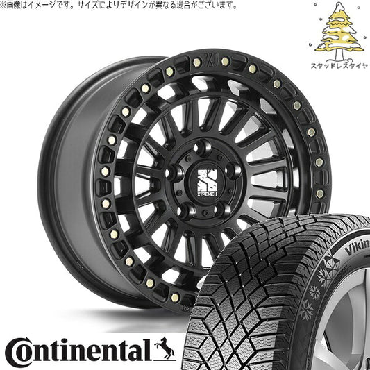コンチネンタル バイキングコンタクト セブン (VikingContact7) 215/70R16 ＋ エクストリームJ XJ08 サテンブラック 16インチ 7.0J +35 5H114.3P スタッドレス・ホイール4本セット。1枚目。