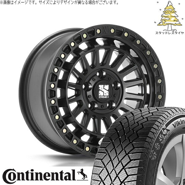コンチネンタル バイキングコンタクト セブン (VikingContact7) 205/65R16 ＋ エクストリームJ XJ08 サテンブラック 16インチ 7.0J +35 5H114.3P スタッドレス・ホイール4本セット。1枚目。