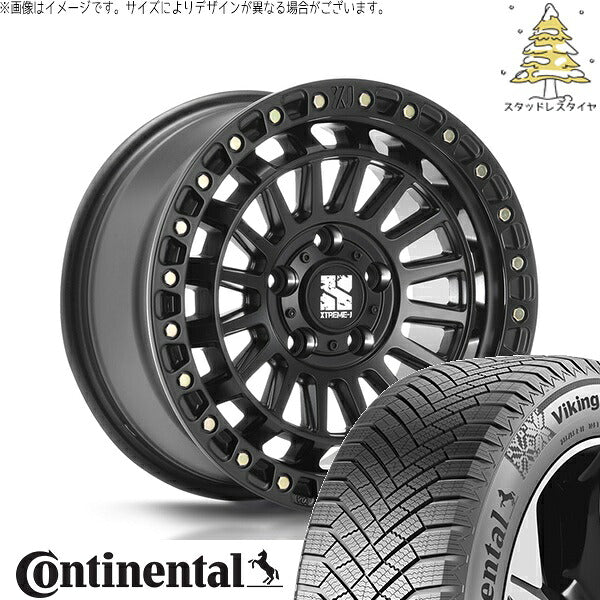 コンチネンタル バイキングコンタクト エイト (VikingContact8) 225/45R18 ＋ エクストリームJ XJ08 サテンブラック 18インチ 8J +40 5H114.3P スタッドレス・ホイール4本セット。1枚目。
