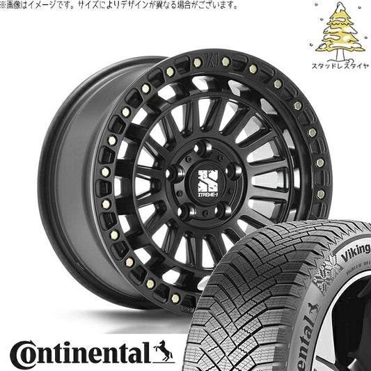 コンチネンタル バイキングコンタクト エイト (VikingContact8) 215/65R16 ＋ エクストリームJ XJ08 サテンブラック 16インチ 7.0J +35 5H114.3P スタッドレス・ホイール4本セット。1枚目。