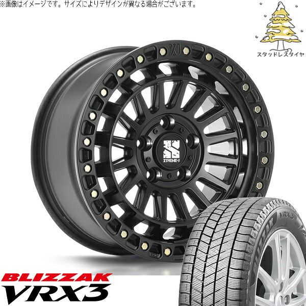 ブリヂストン ブリザック VRX3 215/70R16 ＋ XTREME-J XJ08 サテンブラック 16インチ 7J +35 5H114.3P スタッドレス・ホイール4本セット。1枚目。