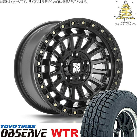 トーヨータイヤ オブザーブ W/T-R (OBSERVE WTR) 225/70R16 ＋ エクストリームJ XJ08 サテンブラック 16インチ 7.0J +35 5H114.3P スタッドレス・ホイール4本セット。1枚目。