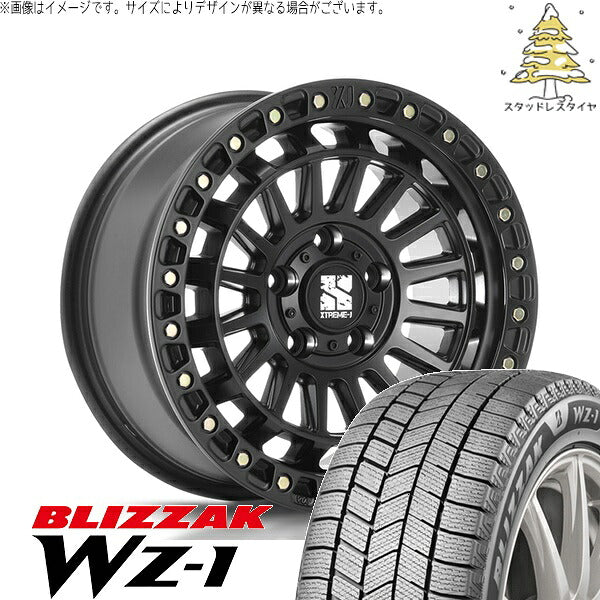 ブリヂストン ブリザック WZ-1 (BLIZZAK WZ-1) 225/40R18 ＋ エクストリームJ XJ08 サテンブラック 18インチ 8J +40 5H114.3P スタッドレス・ホイール4本セット。1枚目。