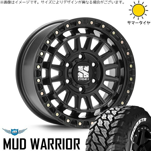 モンスタタイヤ マッドウォーリアー (MUD WARRIOR) 265/70R17 ＋ エクストリームJ XJ08 サテンブラック 17インチ 8J +20 6H139.7P サマー・ホイール4本セット。1枚目。