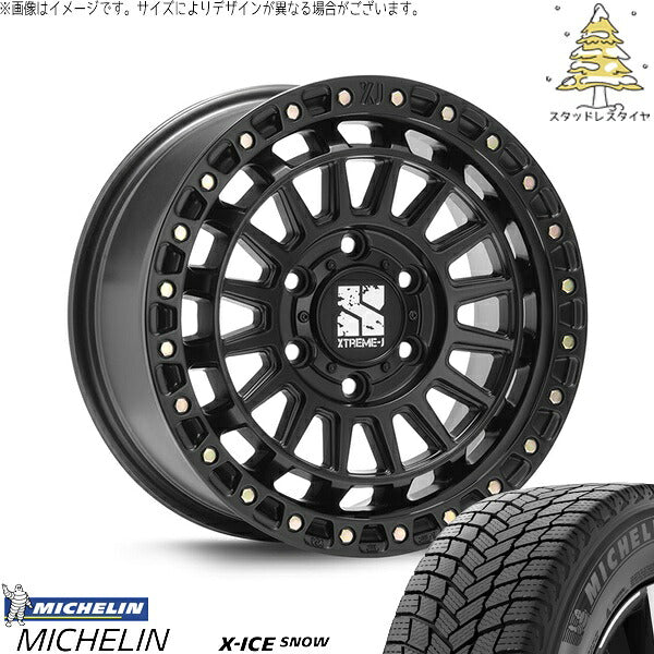 ミシュラン エックスアイス スノー (X-ICE SNOW) 265/65R17 ＋ エクストリームJ XJ08 サテンブラック 17インチ 8J +20 6H139.7P スタッドレス・ホイール4本セット。1枚目。